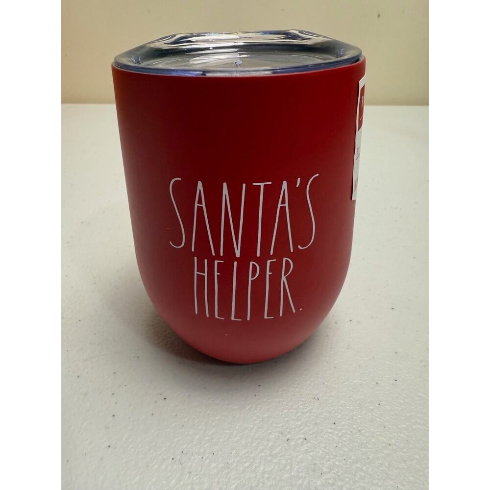 Rae Dunn Wine Tumbler Travel Mug Red 12 Oz SANTAS HELPER New 2021 Gift